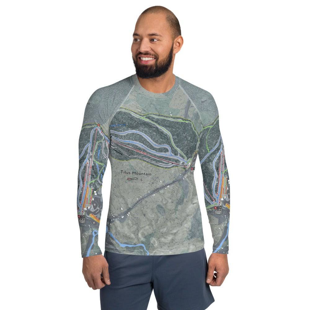 Titus Mountain, New York Ski Trail Map Men's Base Layer Top
