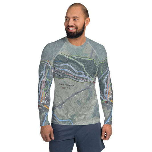 Titus Mountain, New York Ski Trail Map Men's Base Layer Top - Powderaddicts