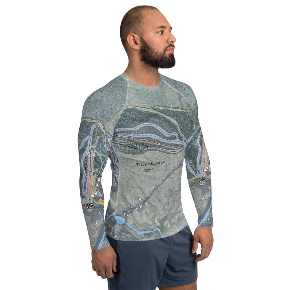 Titus Mountain, New York Ski Trail Map Men's Base Layer Top - Powderaddicts