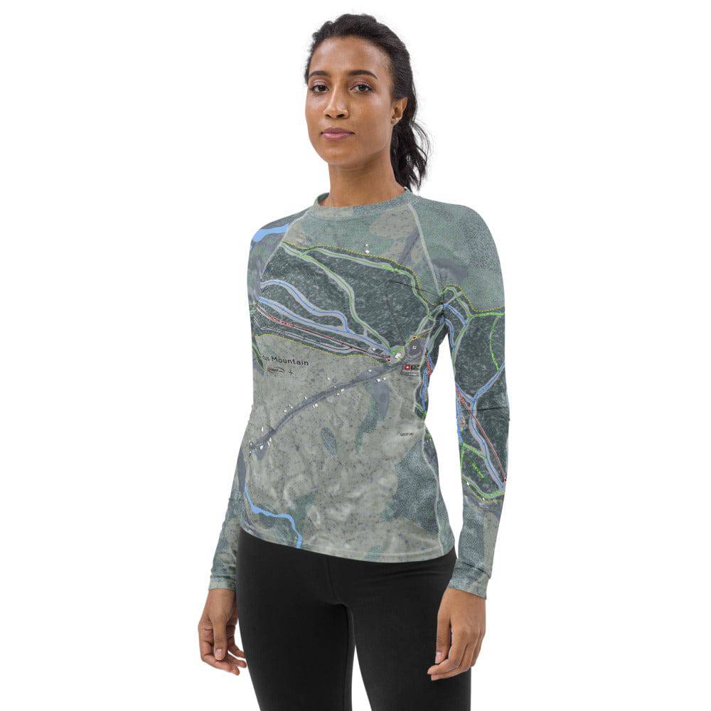 Titus Mountain, New York Ski Trail Map Women's Base Layer Top - Powderaddicts