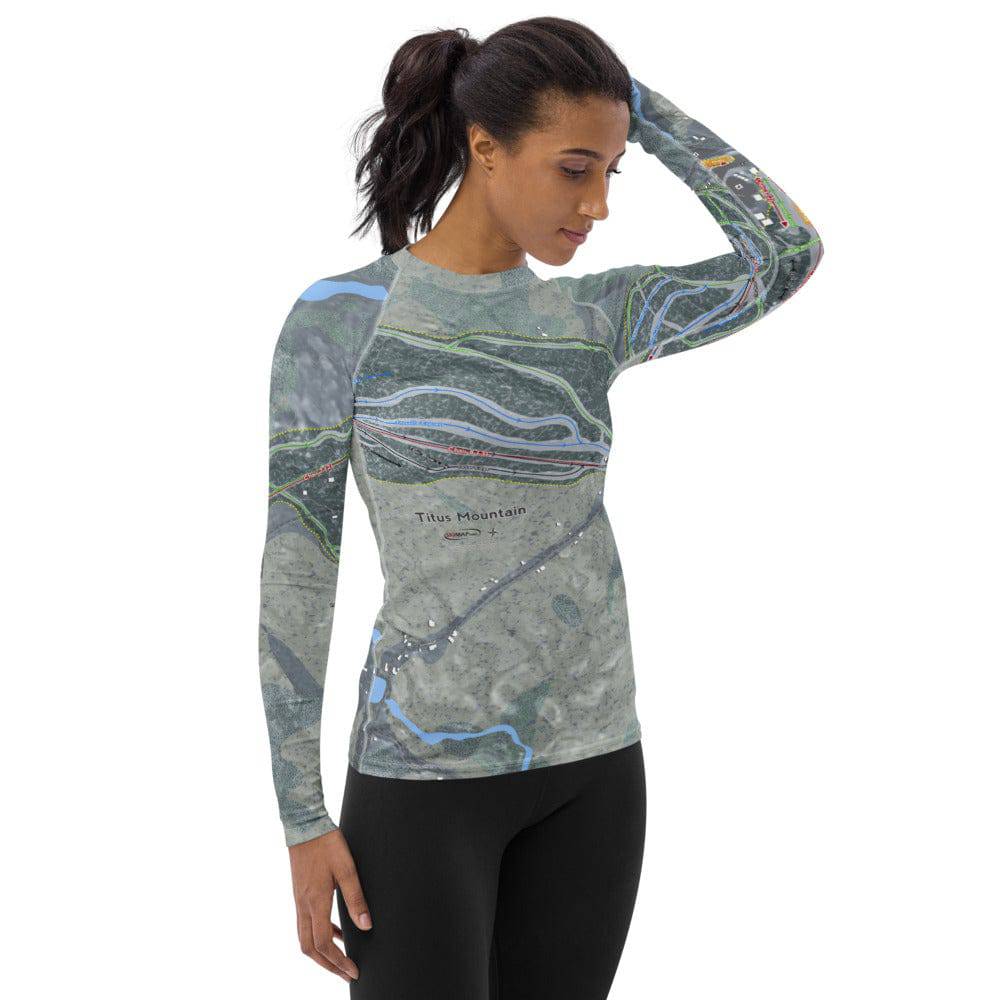 Titus Mountain, New York Ski Trail Map Women's Base Layer Top - Powderaddicts