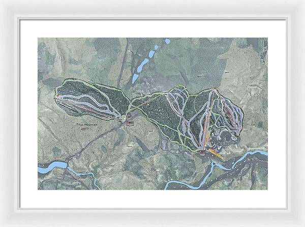 Titus Mountain Ski Trail Map - Framed Print - Powderaddicts