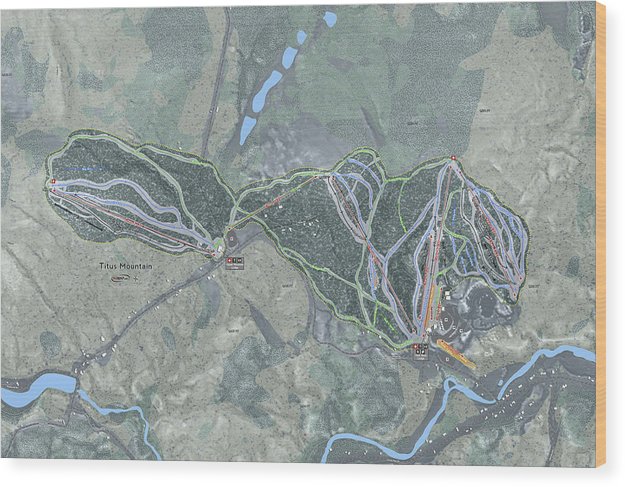 Titus Mountain Ski Trail Map - Wood Print - Powderaddicts