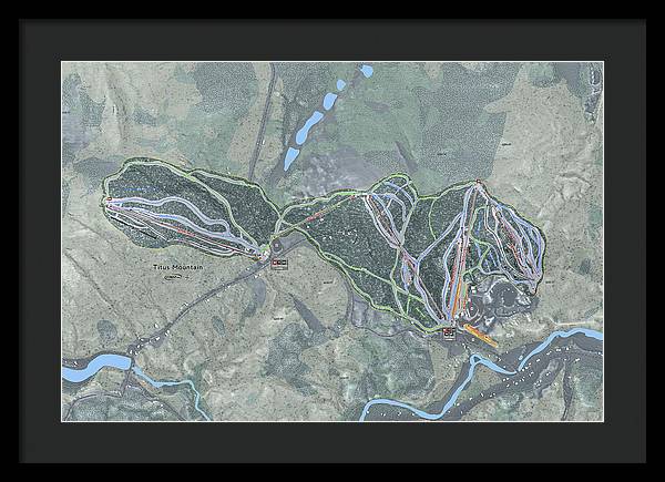 Titus Mountain Ski Trail Map - Framed Print - Powderaddicts