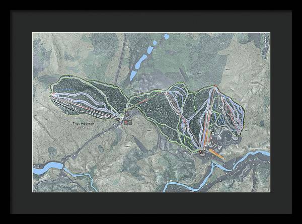 Titus Mountain Ski Trail Map - Framed Print - Powderaddicts