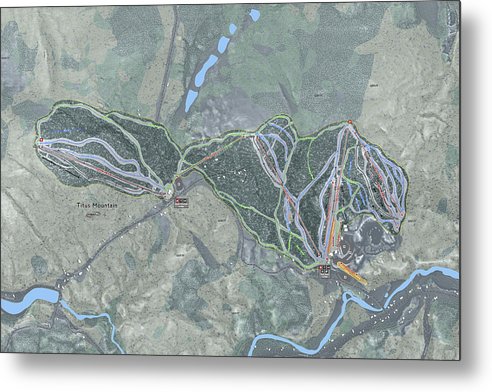 Titus Mountain Ski Trail Map - Metal Print - Powderaddicts