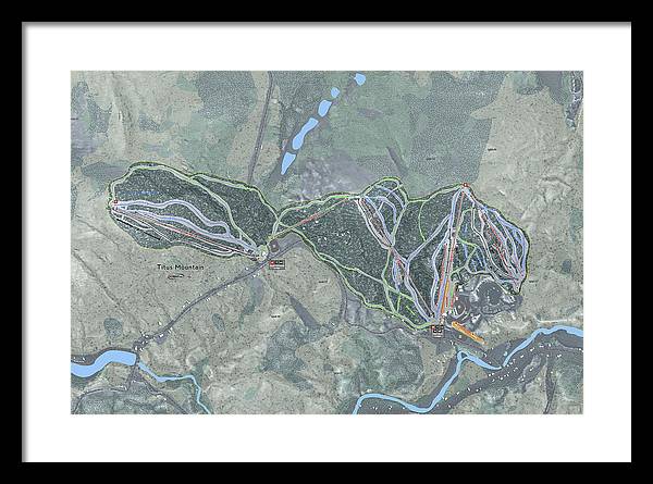 Titus Mountain Ski Trail Map - Framed Print - Powderaddicts