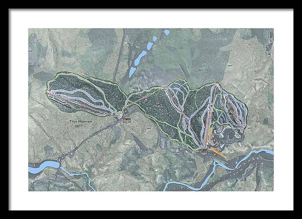 Titus Mountain Ski Trail Map - Framed Print - Powderaddicts