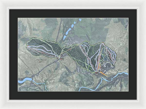 Titus Mountain Ski Trail Map - Framed Print - Powderaddicts