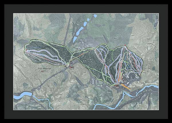 Titus Mountain Ski Trail Map - Framed Print - Powderaddicts