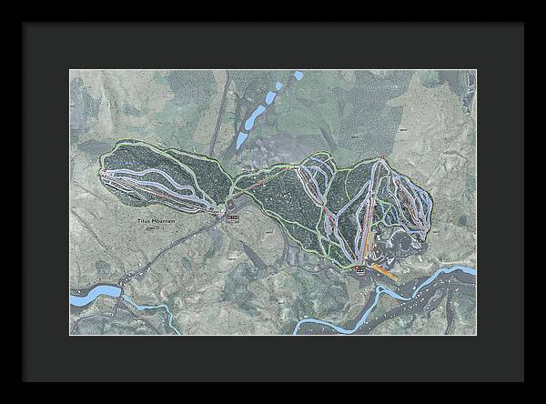 Titus Mountain Ski Trail Map - Framed Print - Powderaddicts