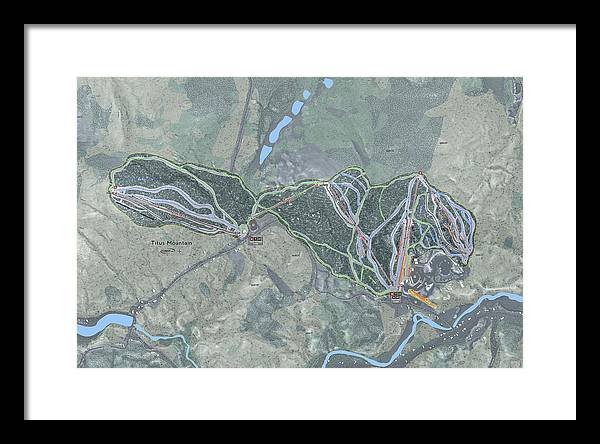 Titus Mountain Ski Trail Map - Framed Print - Powderaddicts
