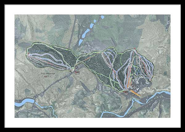 Titus Mountain Ski Trail Map - Framed Print - Powderaddicts