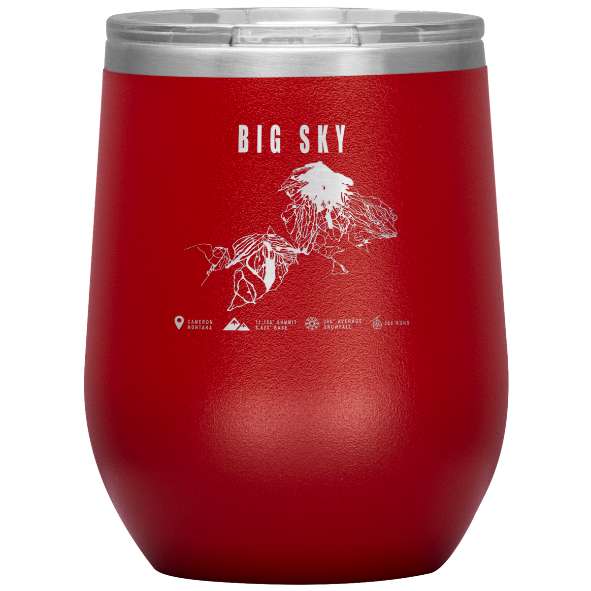 Big Sky Montana Ski Trail Map Wine 12oz Tumbler - Powderaddicts