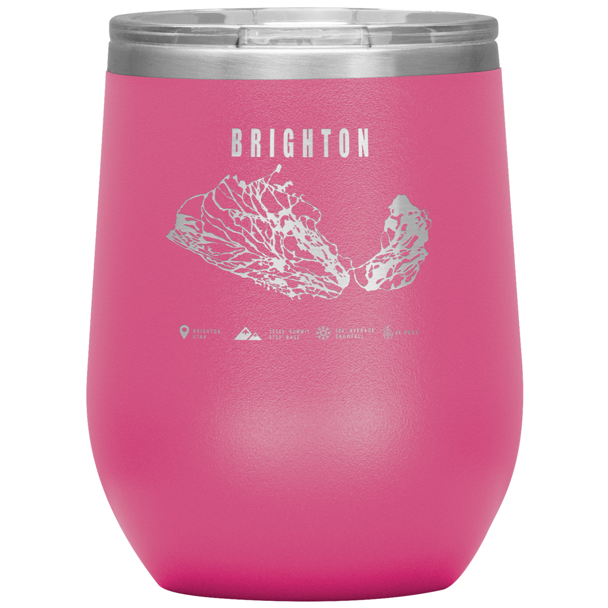 Brighton,Utah Ski Trail Map Wine 12oz Tumbler - Powderaddicts