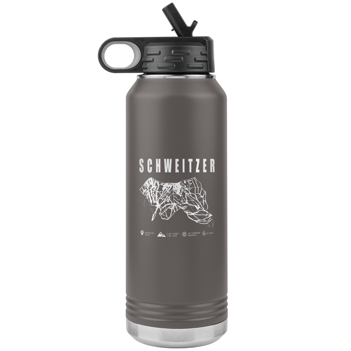 Schweitzer Idaho Ski Trail Map 32oz Water Bottle Tumbler - Powderaddicts