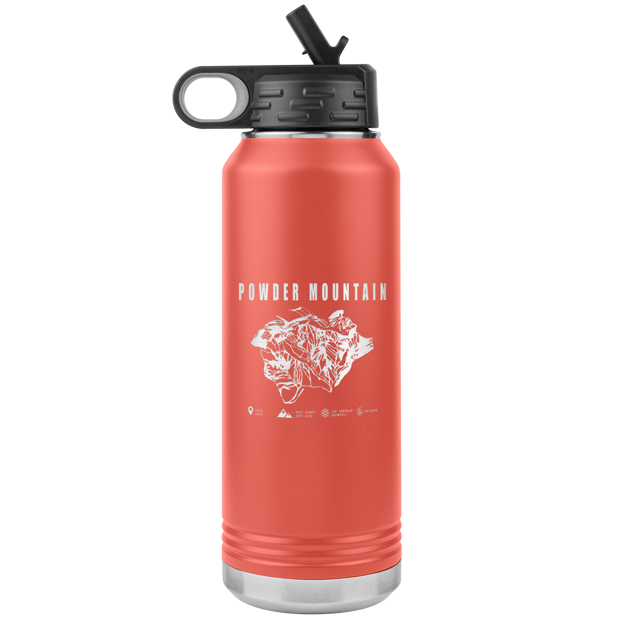 Powder Mountain,Utah Ski Trail Map 32oz Water Bottle Tumbler - Powderaddicts