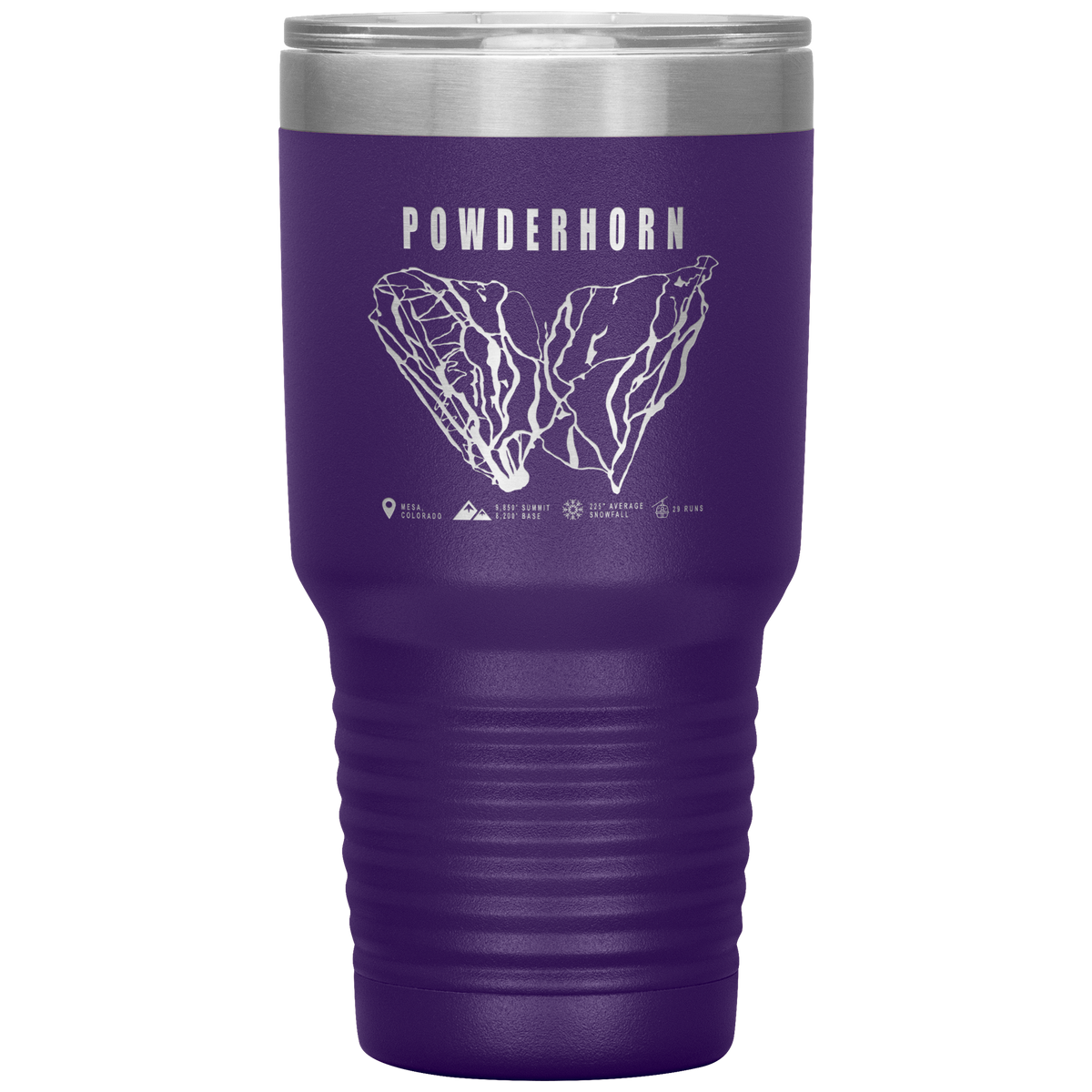 Powderhorn Colorado Ski Trail Map 30oz Tumbler - Powderaddicts
