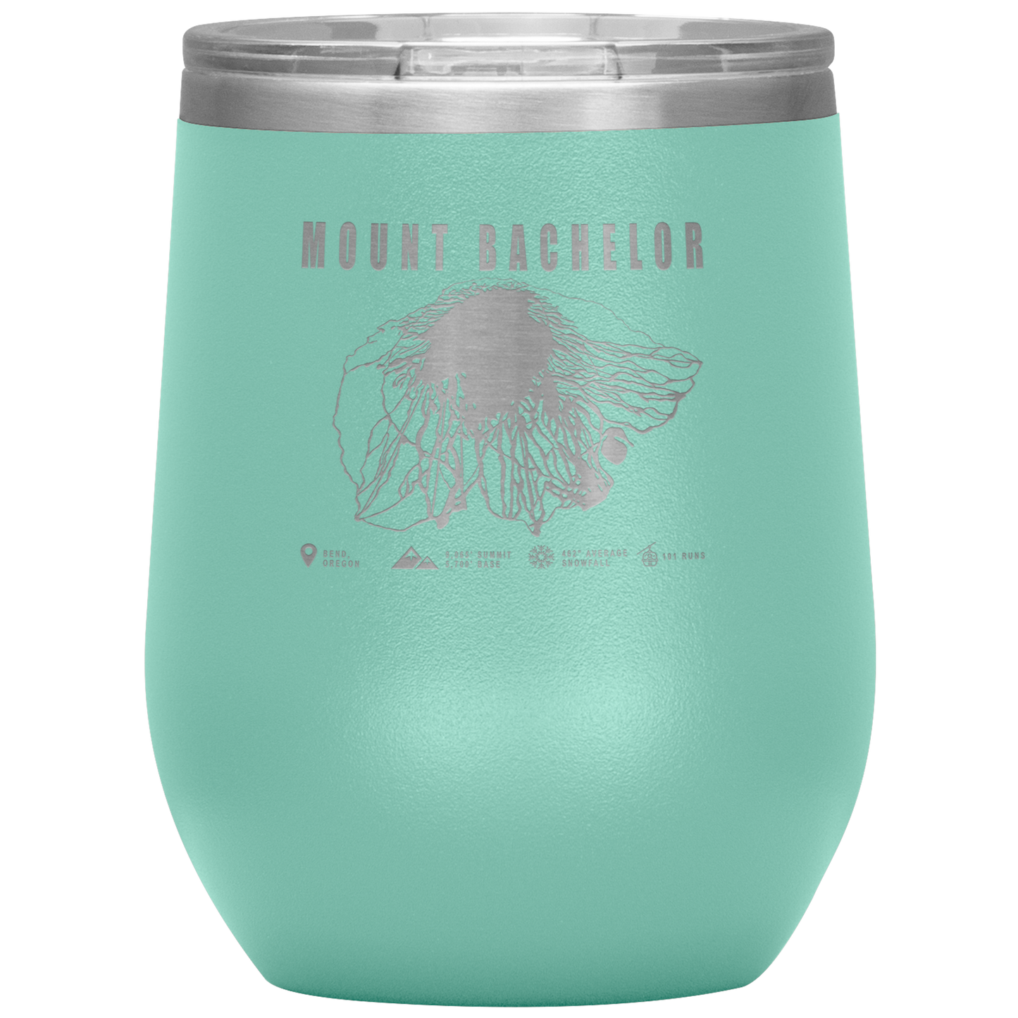 Mount Bachelor, Oregon Ski Trail Map Wine 12oz Tumbler - Powderaddicts