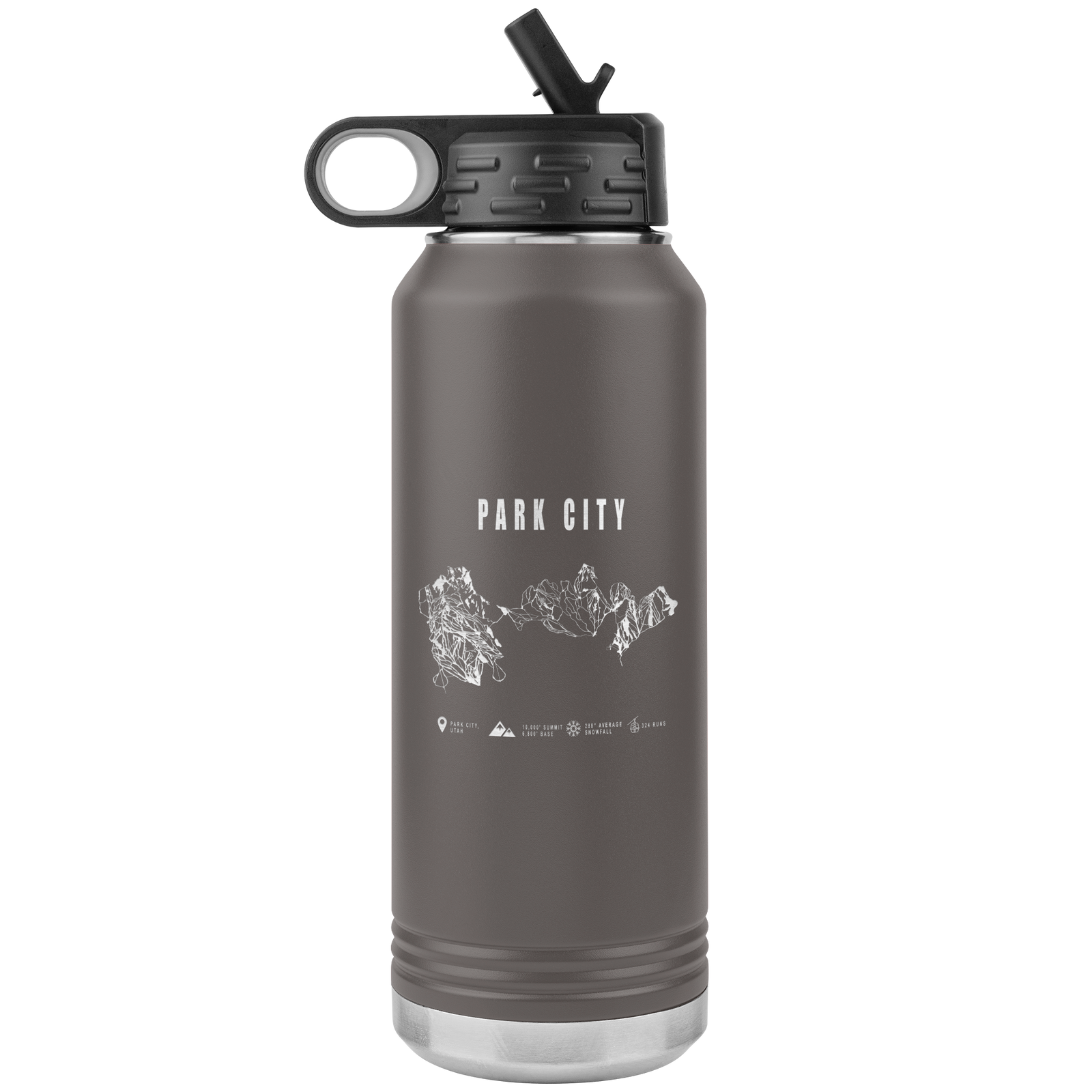 Park city,Utah Ski Trail Map 32oz Water Bottle Tumbler - Powderaddicts