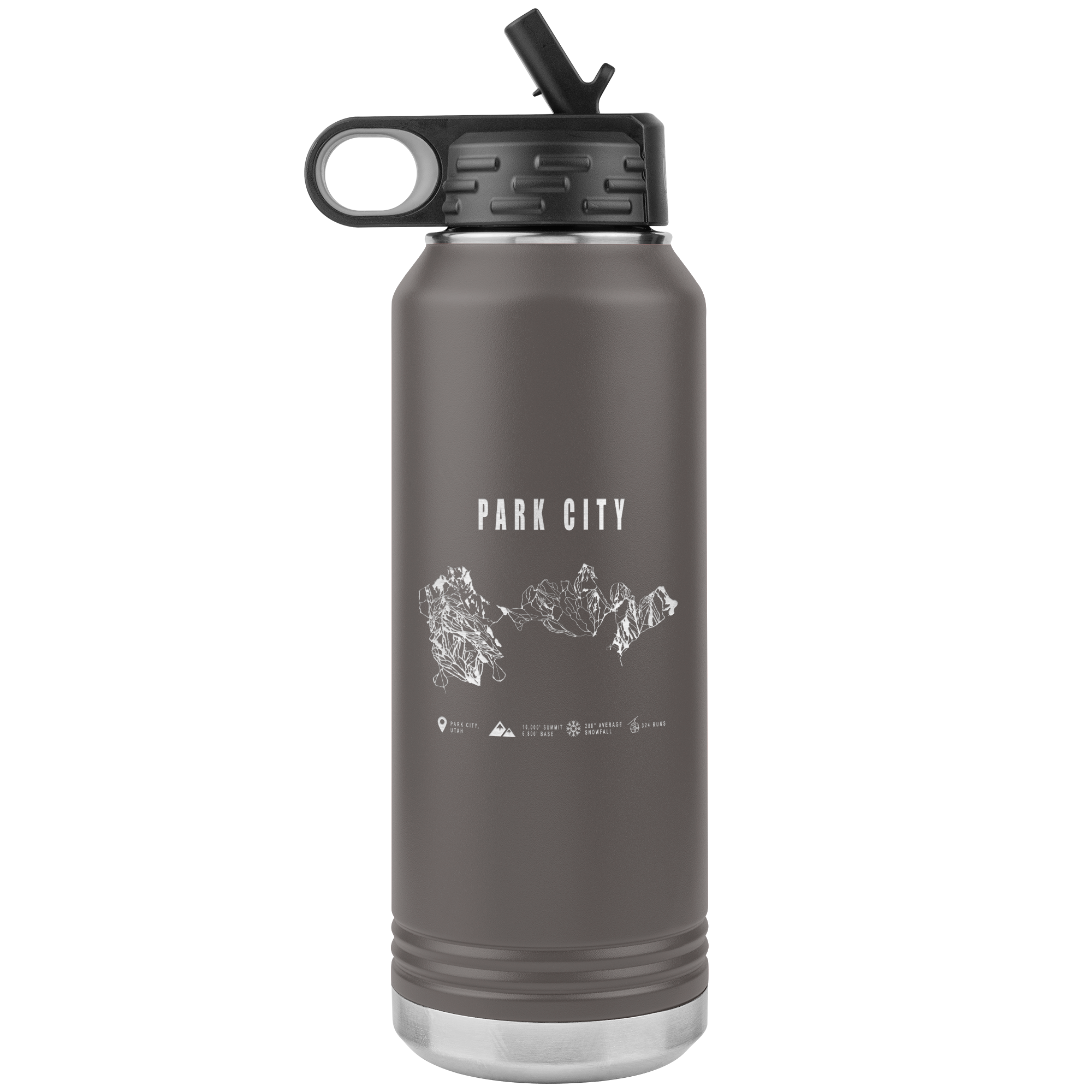 Park city,Utah Ski Trail Map 32oz Water Bottle Tumbler - Powderaddicts
