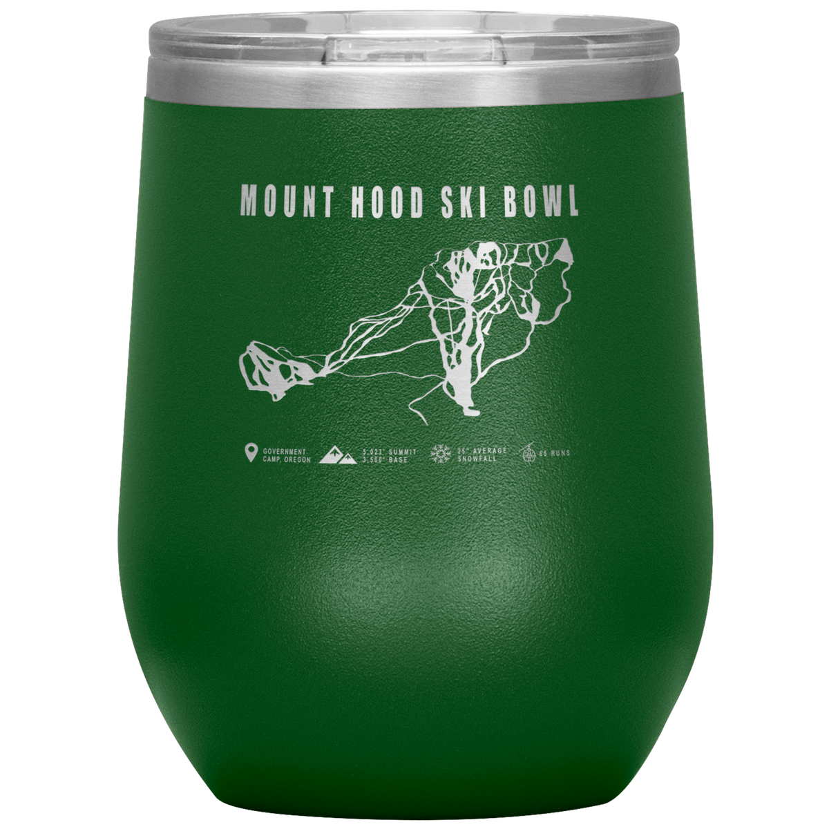 Mount Hood Ski Bowl, Oregon Ski Trail Map Wine 12oz Tumbler - Powderaddicts