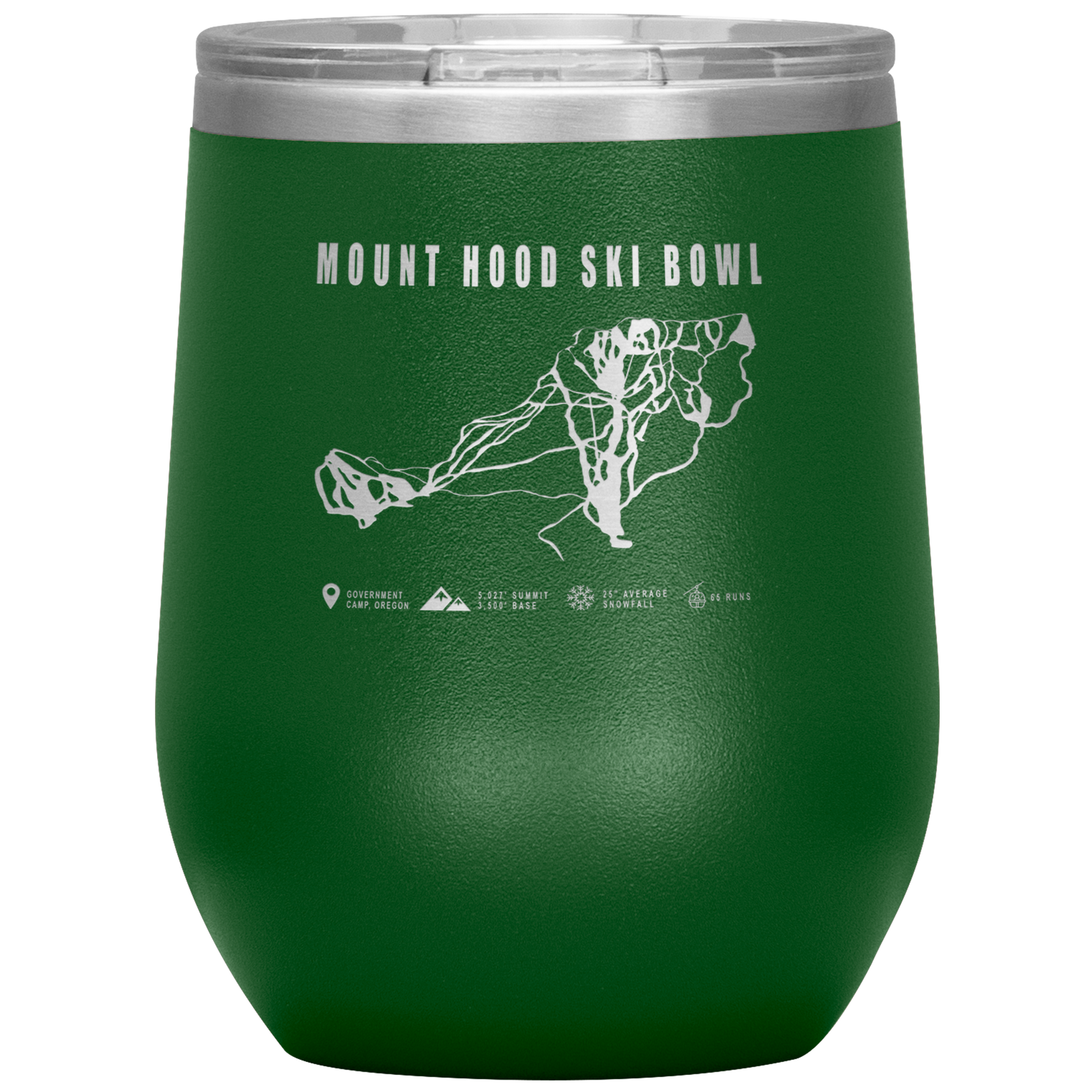 Mount Hood Ski Bowl, Oregon Ski Trail Map Wine 12oz Tumbler - Powderaddicts
