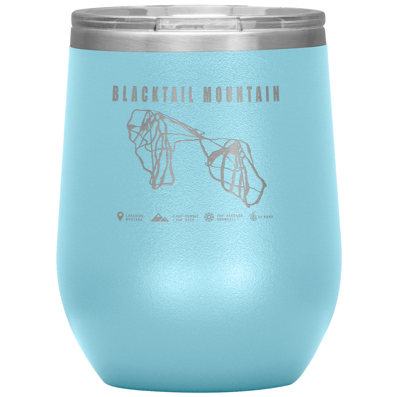 Blacktail Mountain Montana Ski Trail Map Wine 12oz Tumbler - Powderaddicts