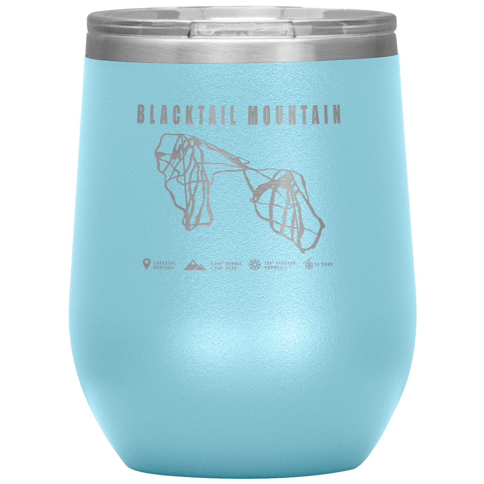 Blacktail Mountain Montana Ski Trail Map Wine 12oz Tumbler - Powderaddicts