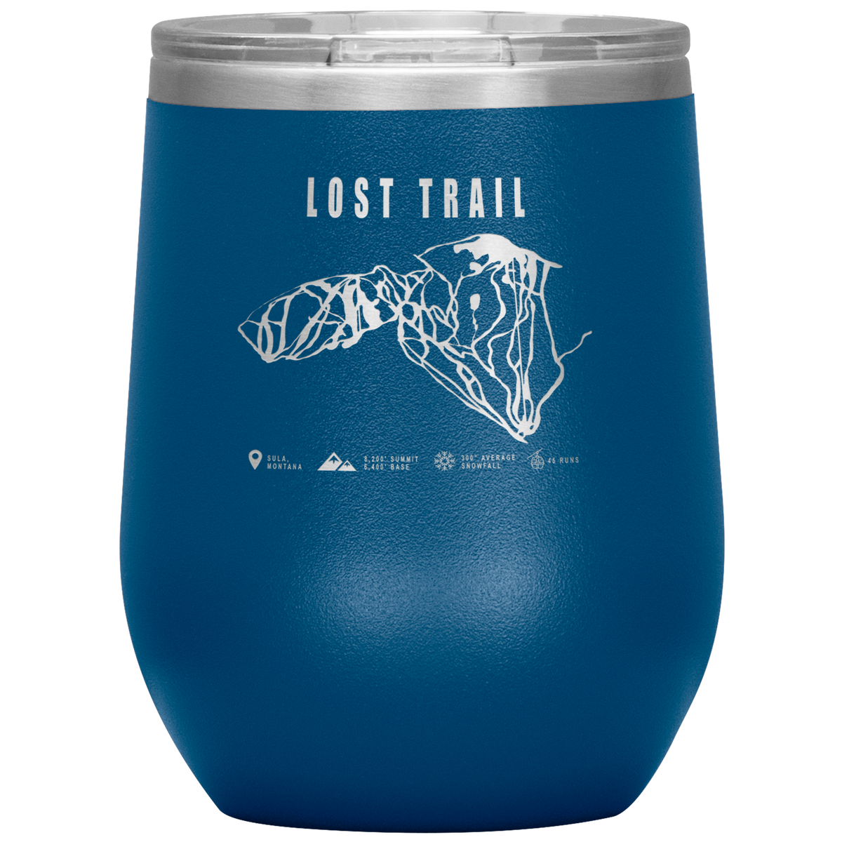 Lost Trail Montana Ski Trail Map Wine 12oz Tumbler - Powderaddicts