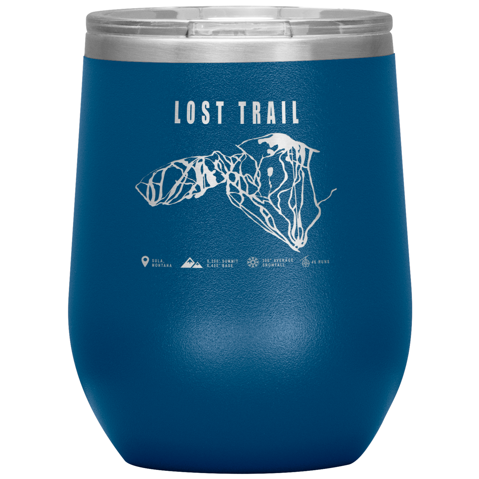 Lost Trail Montana Ski Trail Map Wine 12oz Tumbler - Powderaddicts
