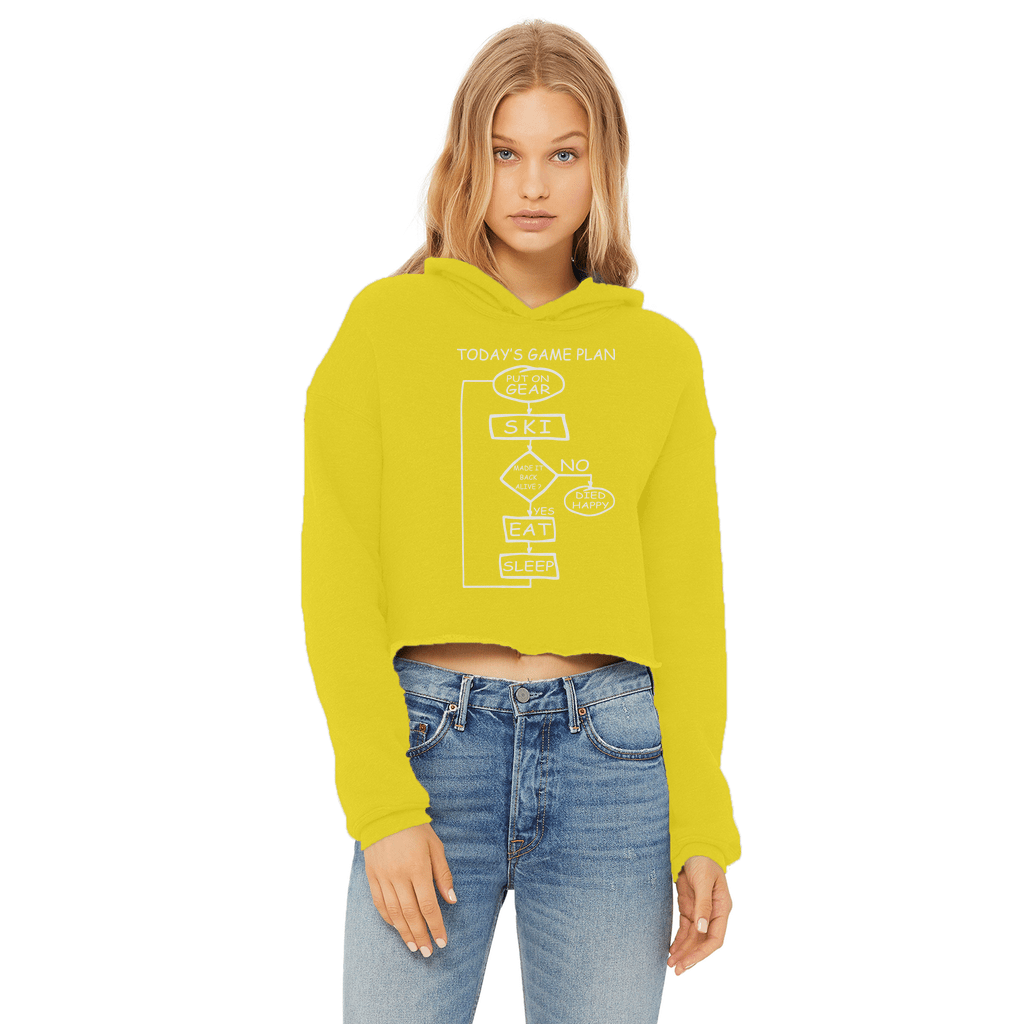 Today's Gameplan - Skiing Ladies Cropped Raw Edge Hoodie - Powderaddicts