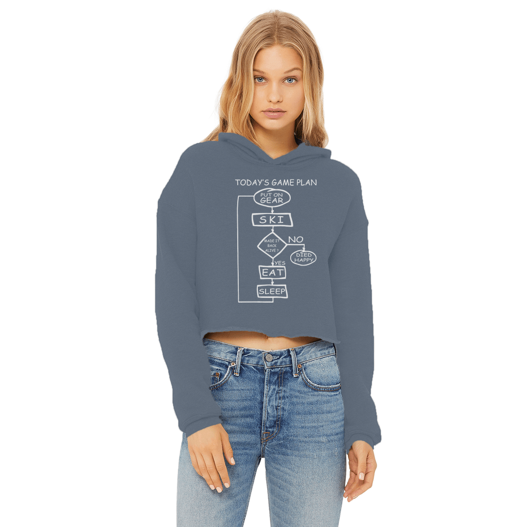 Today's Gameplan - Skiing Ladies Cropped Raw Edge Hoodie - Powderaddicts