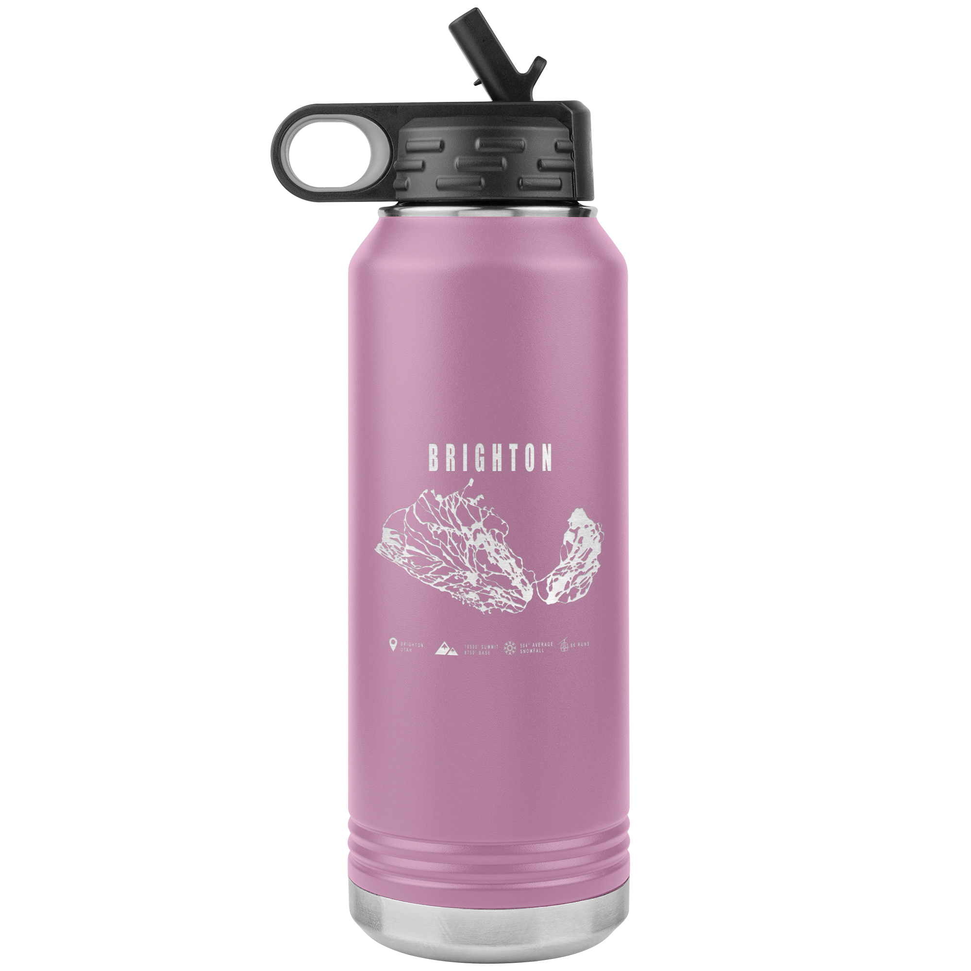 Brighton,Utah Ski Trail Map 32oz Water Bottle Tumbler - Powderaddicts
