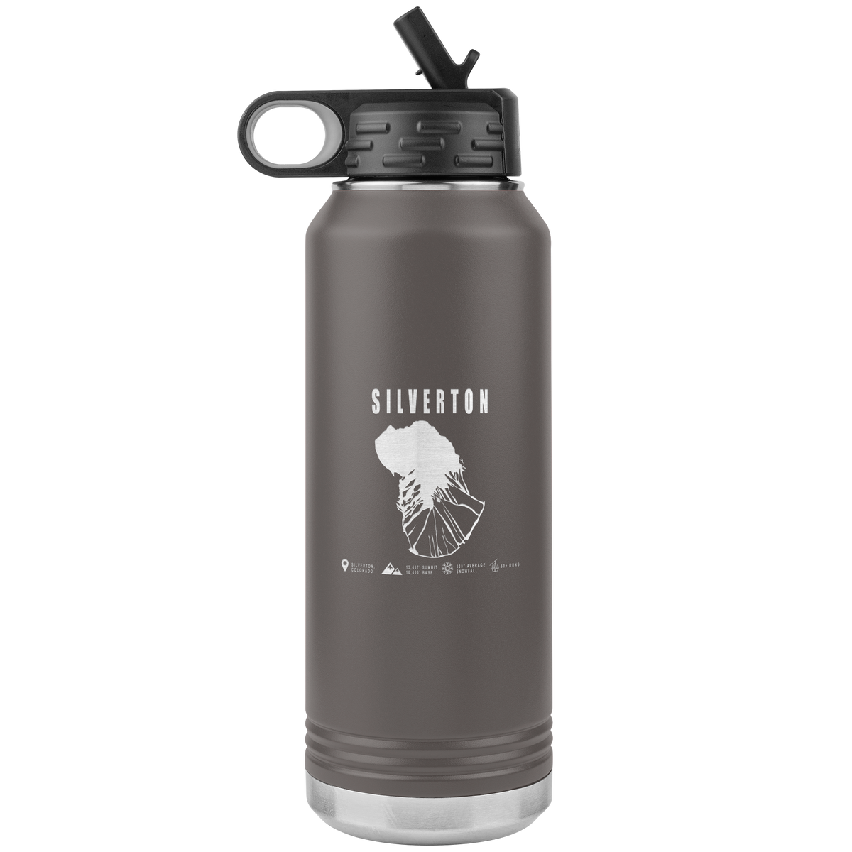 Silverton Colorado Ski Trail Map 32oz Water Bottle Tumbler - Powderaddicts