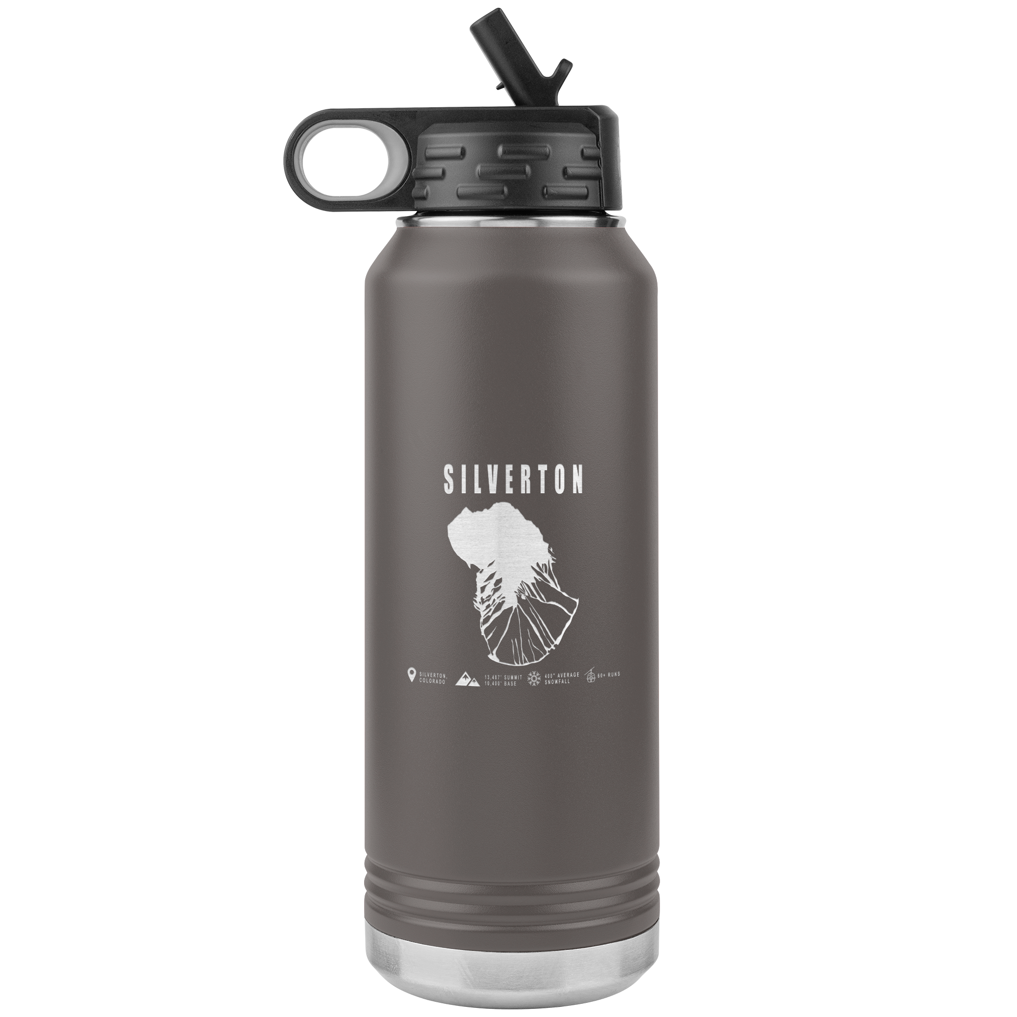 Silverton Colorado Ski Trail Map 32oz Water Bottle Tumbler - Powderaddicts