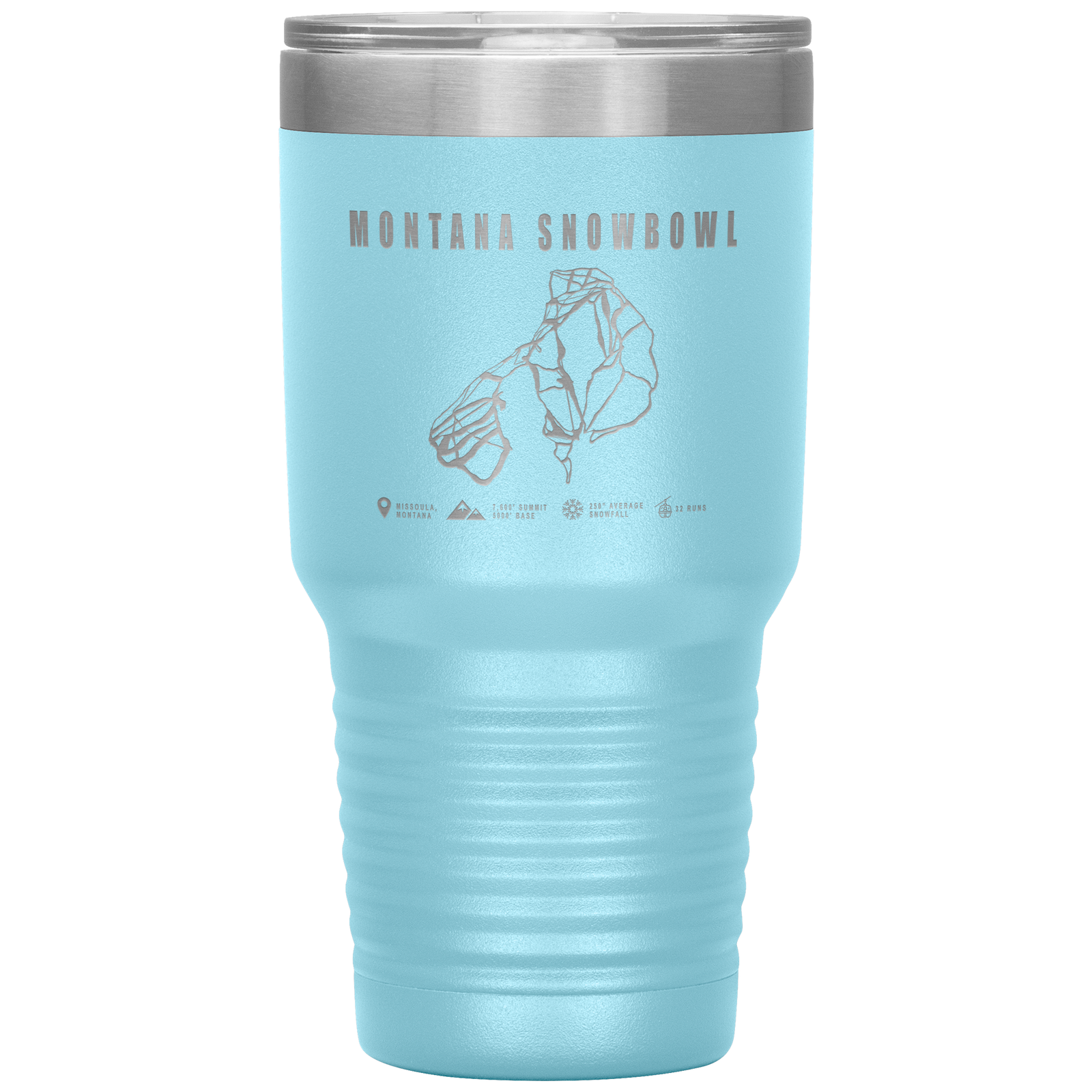 Montana Snowbowl, Montana Ski Trail Map 30oz Tumbler - Powderaddicts