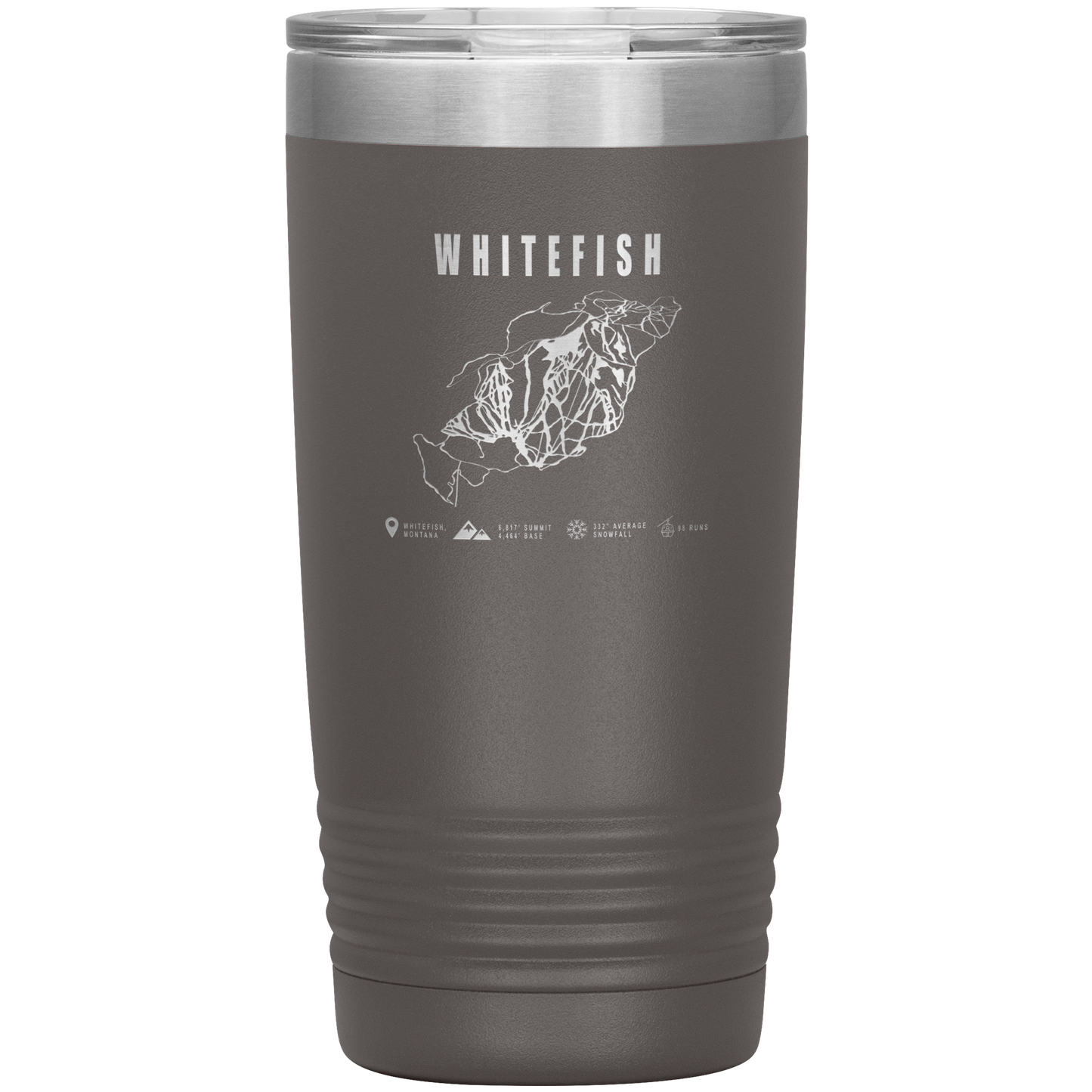 Whitefish Montana Ski Trail Map 20oz Tumbler - Powderaddicts
