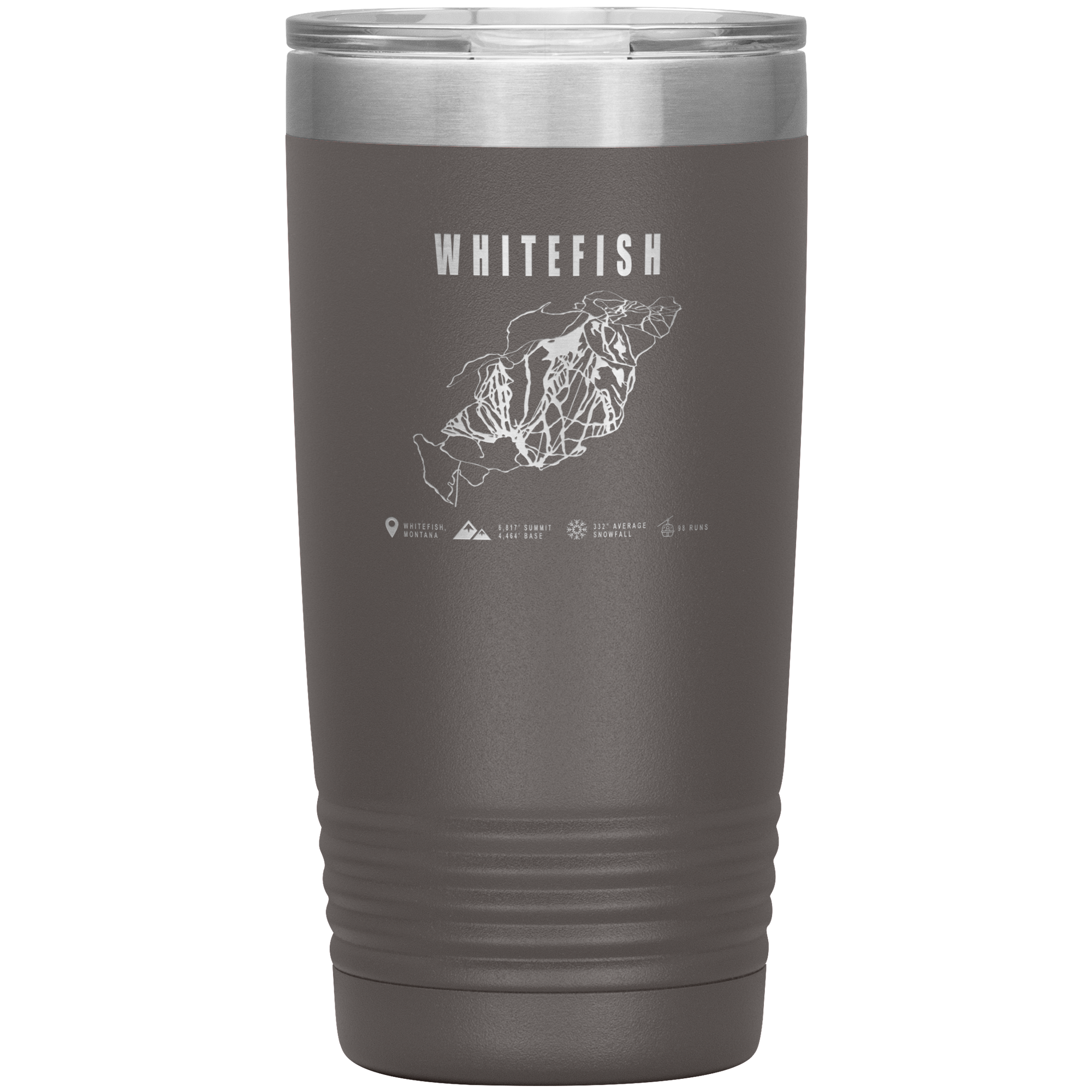 Whitefish Montana Ski Trail Map 20oz Tumbler - Powderaddicts