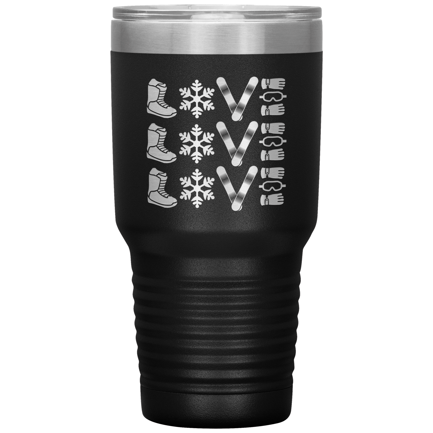 Triple LOVE Snowboard 30oz Laser Etched Tumbler - Powderaddicts