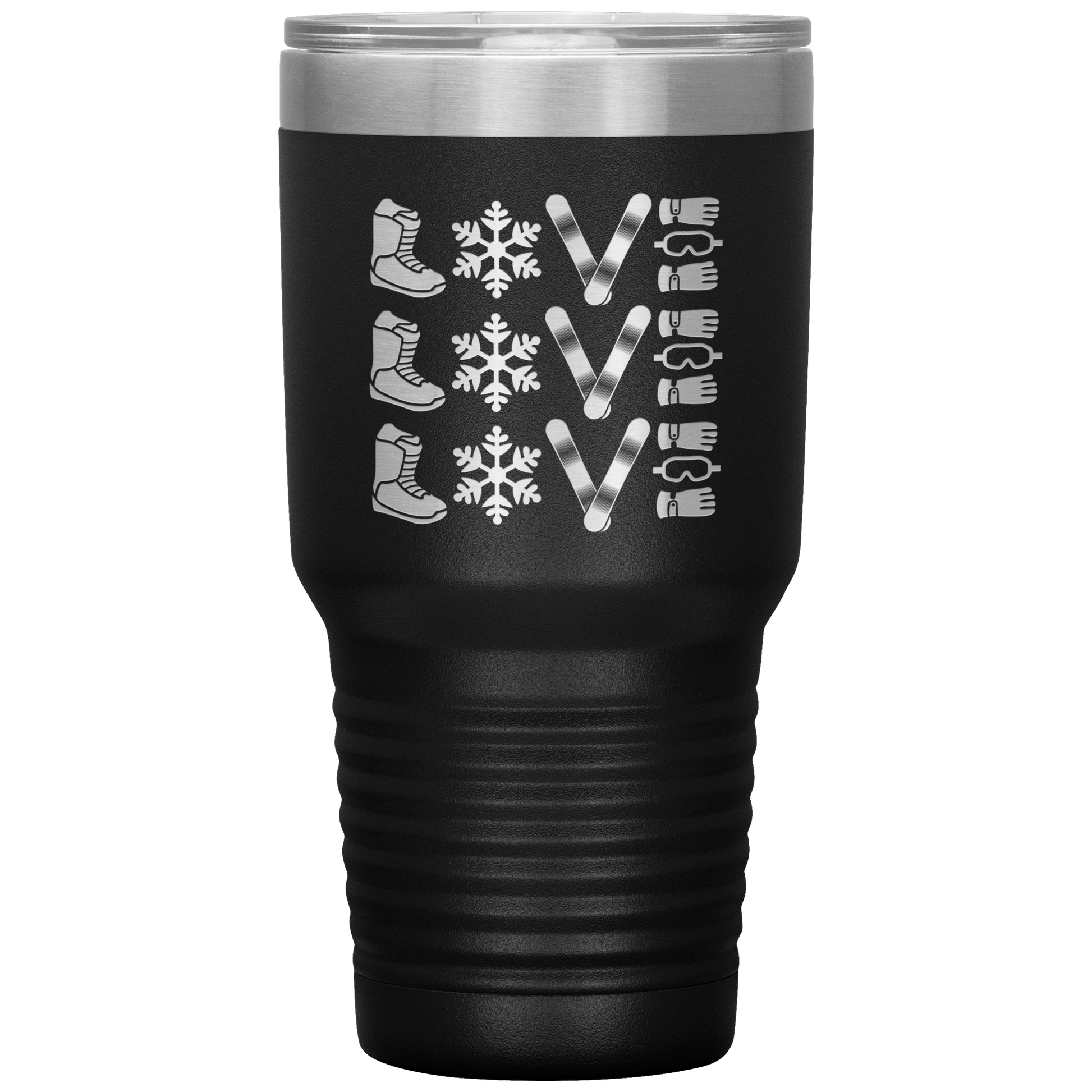 Triple LOVE Snowboard 30oz Laser Etched Tumbler - Powderaddicts
