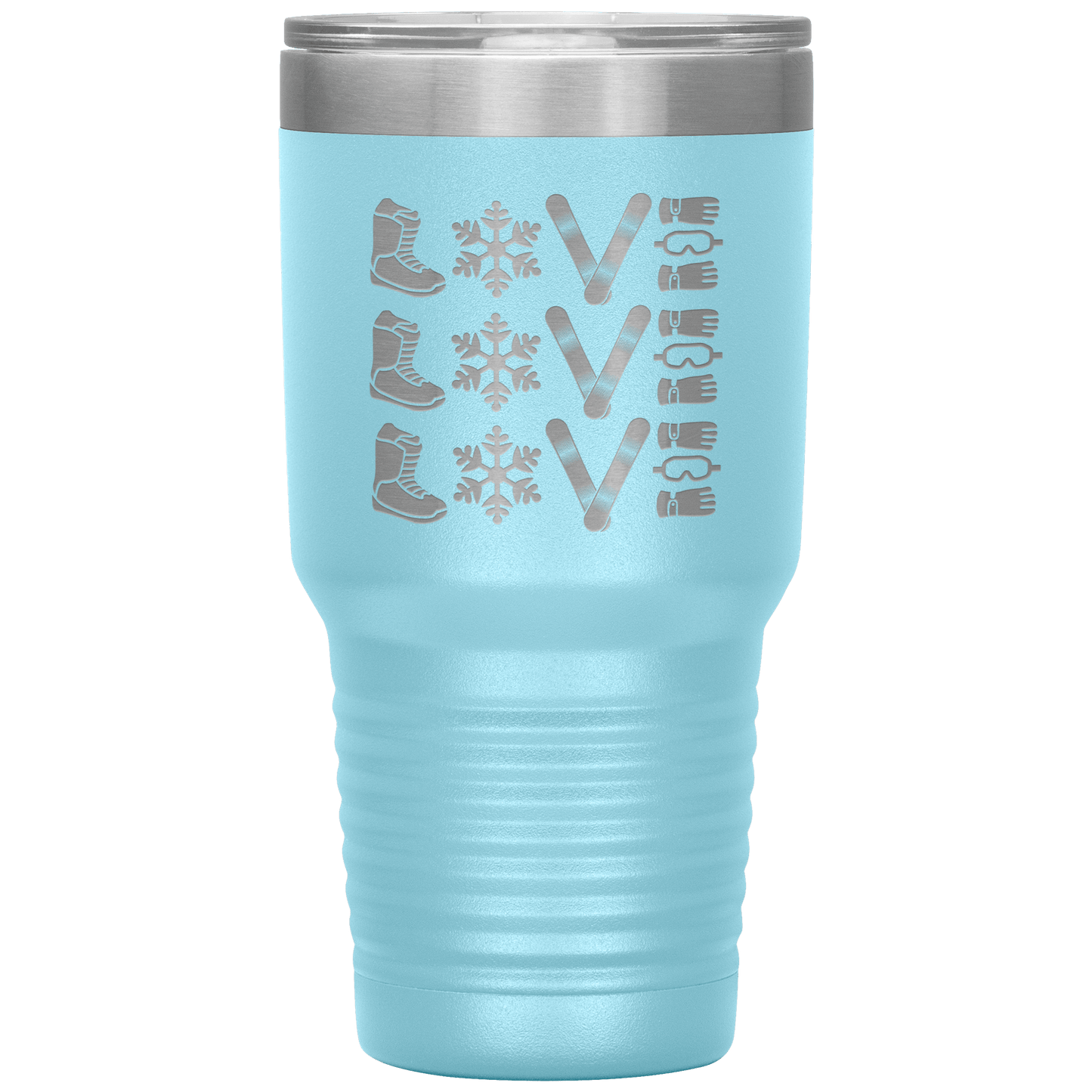 Triple LOVE Snowboard 30oz Laser Etched Tumbler - Powderaddicts