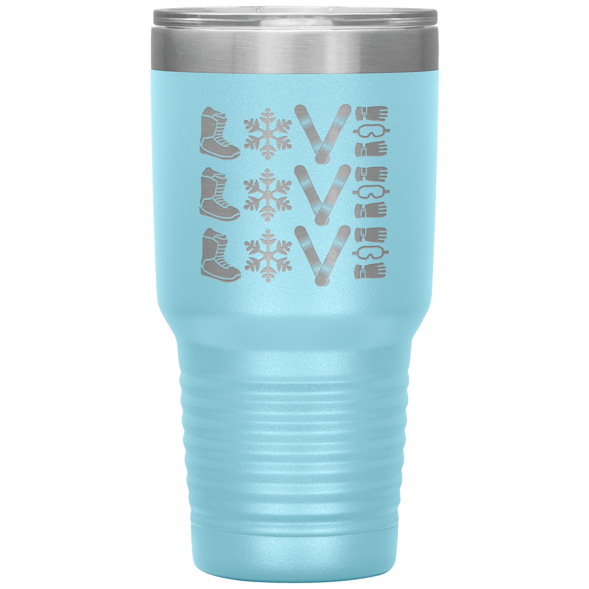 Triple LOVE Snowboard 30oz Laser Etched Tumbler - Powderaddicts