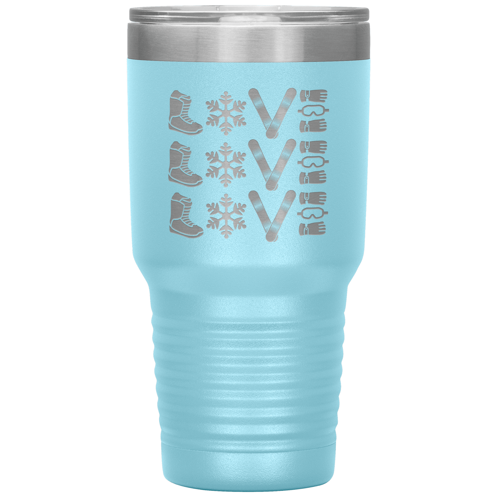 Triple LOVE Snowboard 30oz Laser Etched Tumbler - Powderaddicts