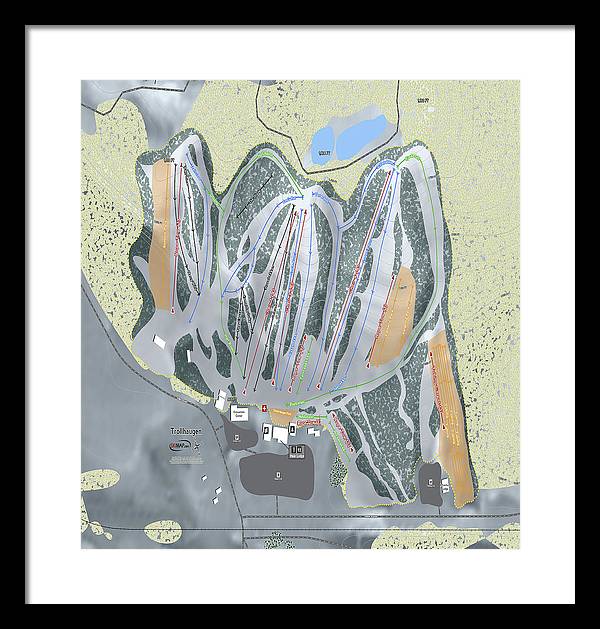 Trollhaugen Ski Trail Map - Framed Print - Powderaddicts
