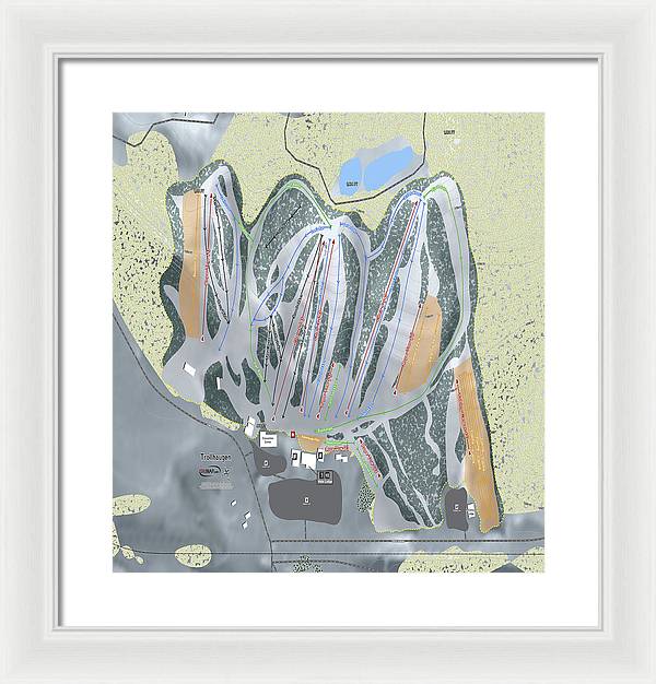 Trollhaugen Ski Trail Map - Framed Print - Powderaddicts
