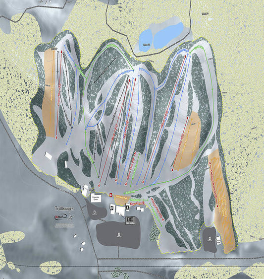Trollhaugen Ski Trail Map - Art Print - Powderaddicts