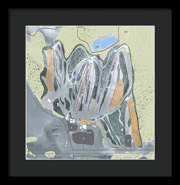 Trollhaugen Ski Trail Map - Framed Print - Powderaddicts