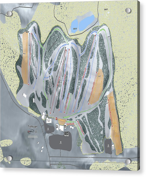 Trollhaugen Ski Trail Map - Acrylic Print - Powderaddicts