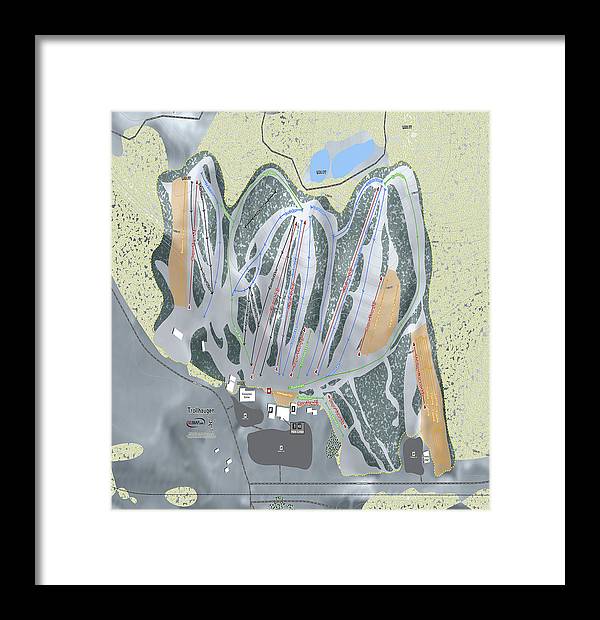 Trollhaugen Ski Trail Map - Framed Print - Powderaddicts